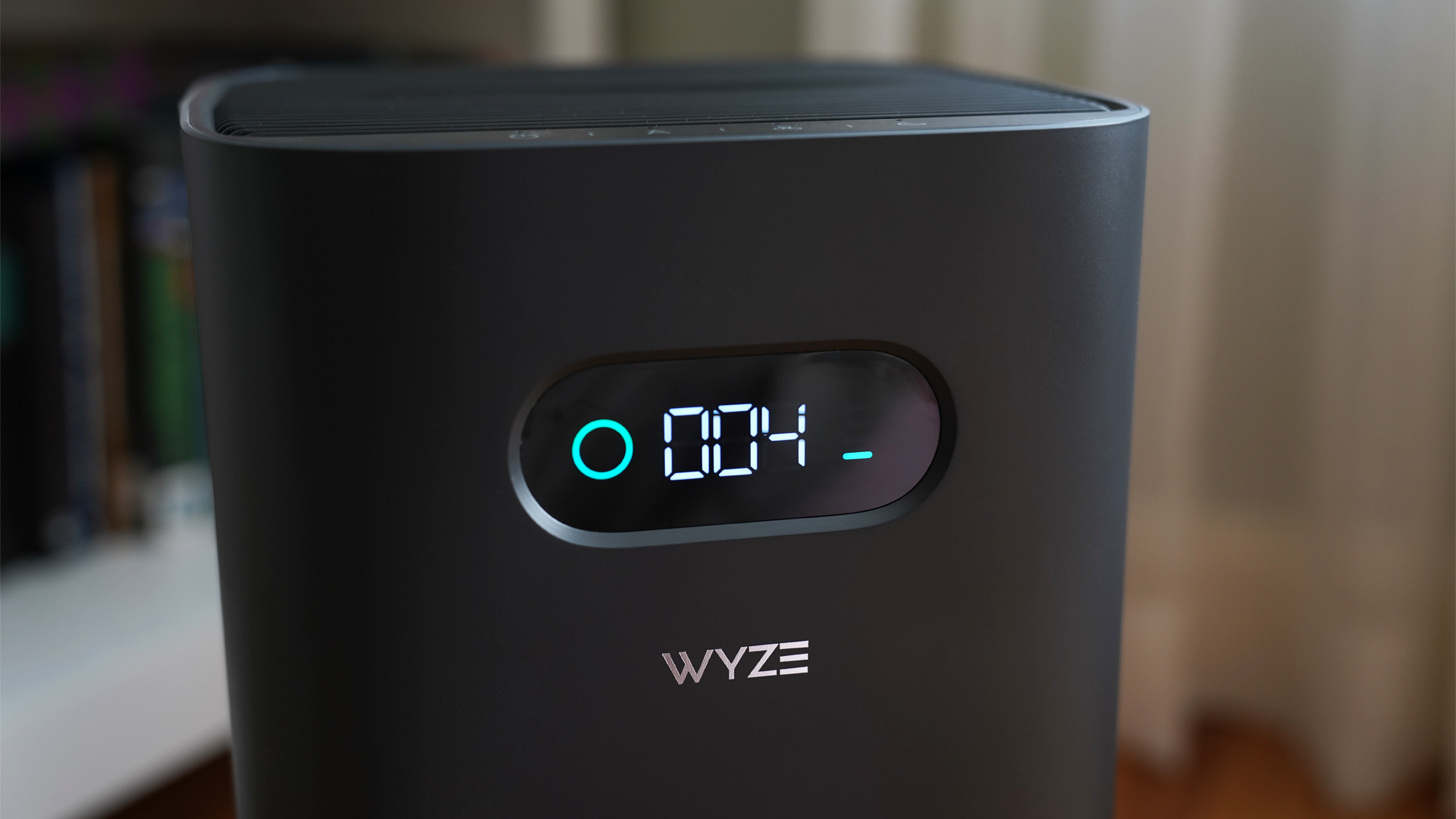 Close-up of the Wyze Air Purifier LED display