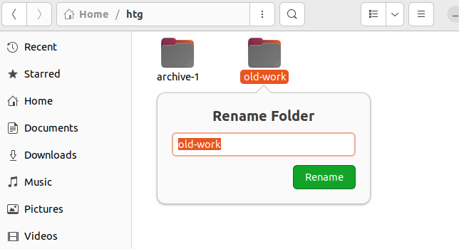 Using the fie browser to rename a directory