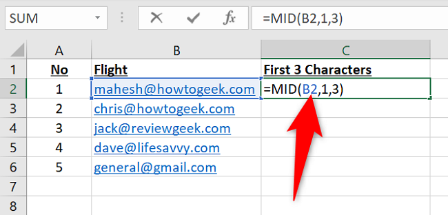 Enter the MID function.
