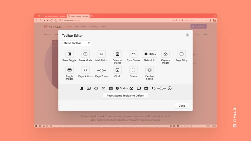 Vivaldi Toolbar Editor screenshot