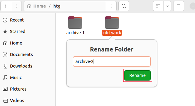 Providing the new directory name in the file browser