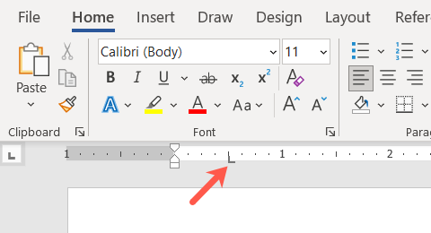 Tab stop added to the ruler