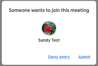 Prompt to Admit or Deny meeting access