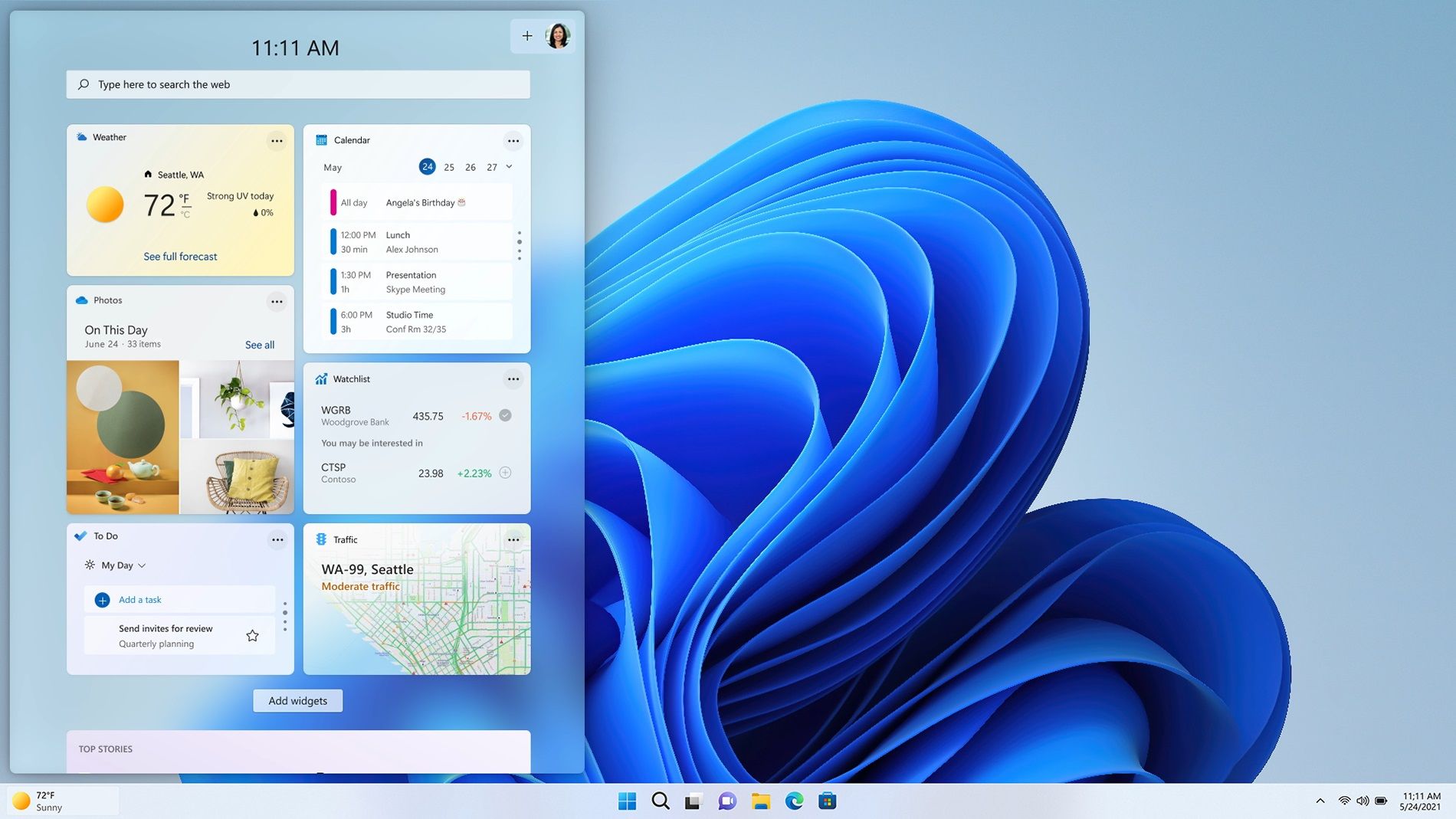 Screenshot of Widgets on Windows 11