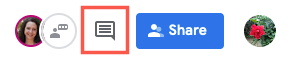 Comments icon in Google Docs
