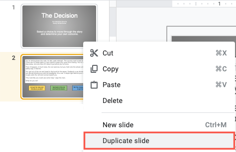 Duplicate a slide