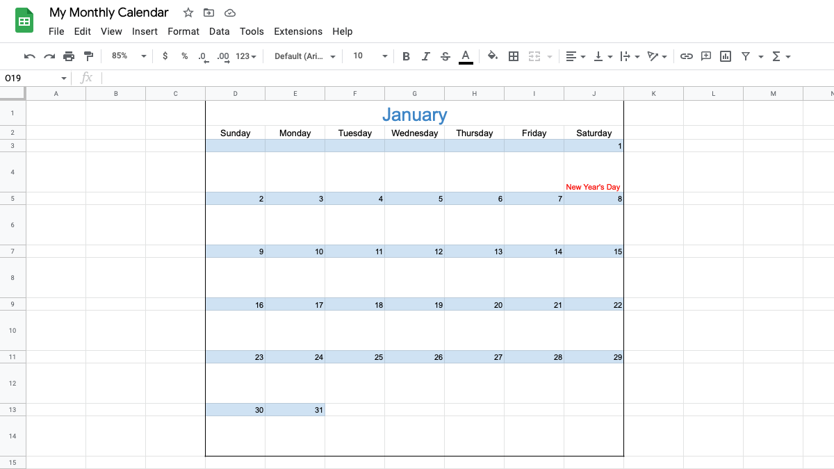 How To Create A Calendar In Google Sheets 2023