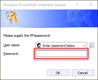 Prompt for password after cmdlet Get-Credential