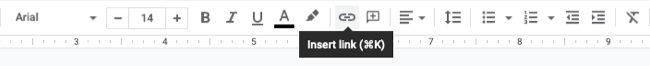 Insert Link button in the toolbar