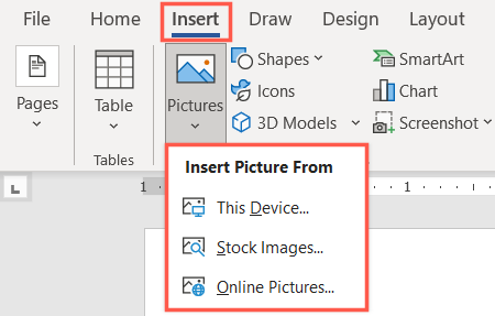 Insert image in Word