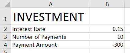 Investment data in Excel