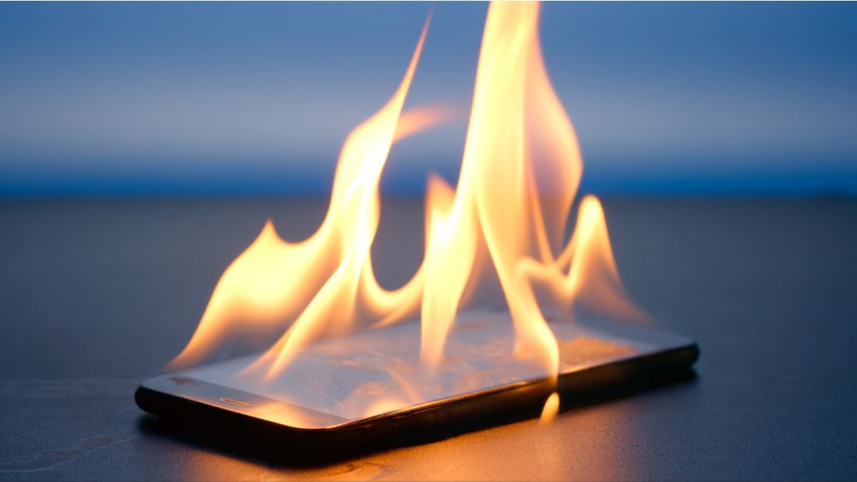 Phone on fire.