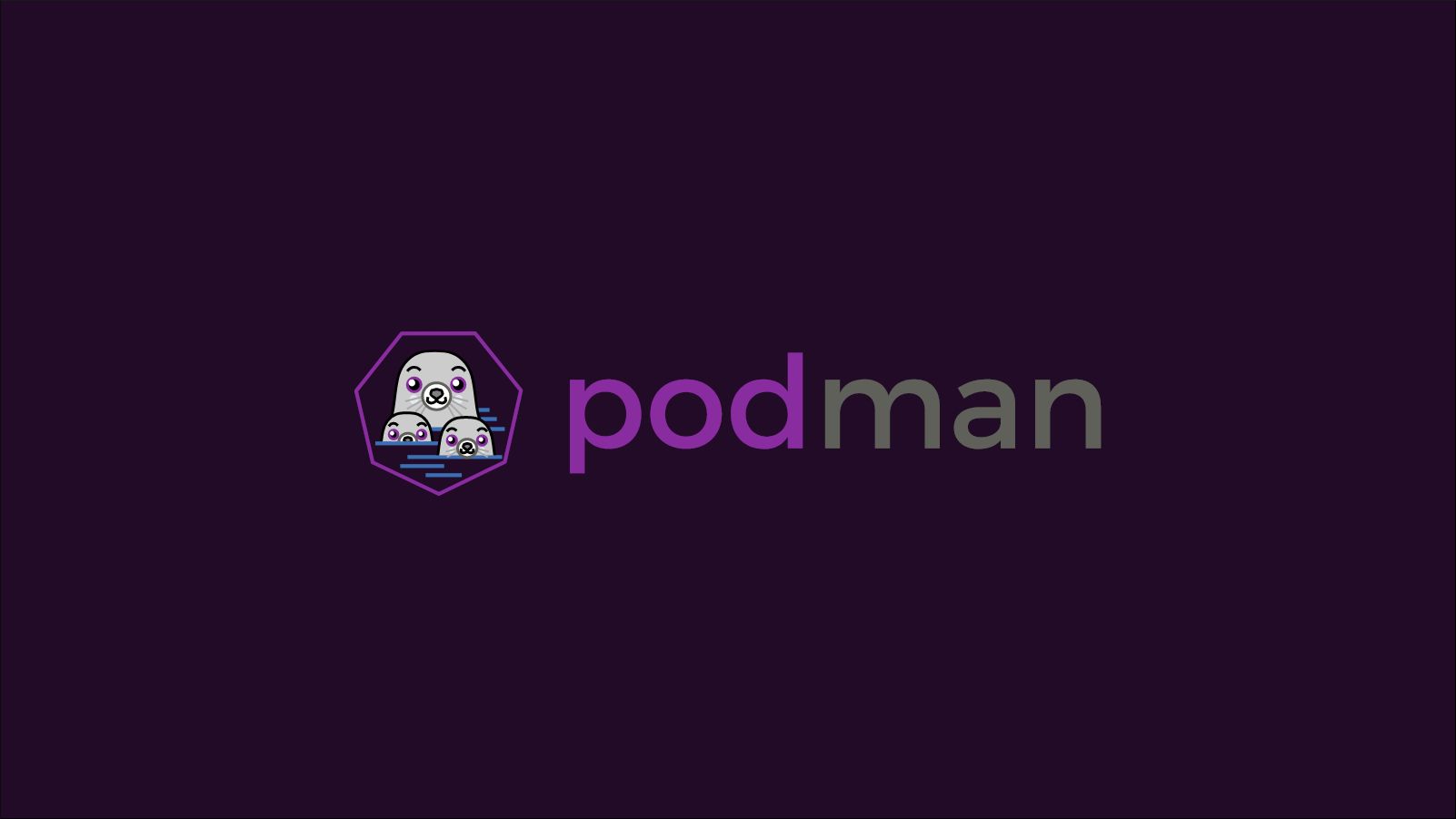 Graphic showing the Podman logo