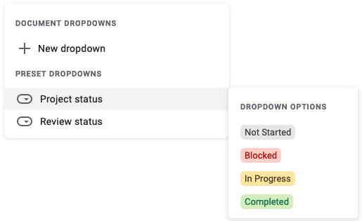 Dropdown list options in Google Docs