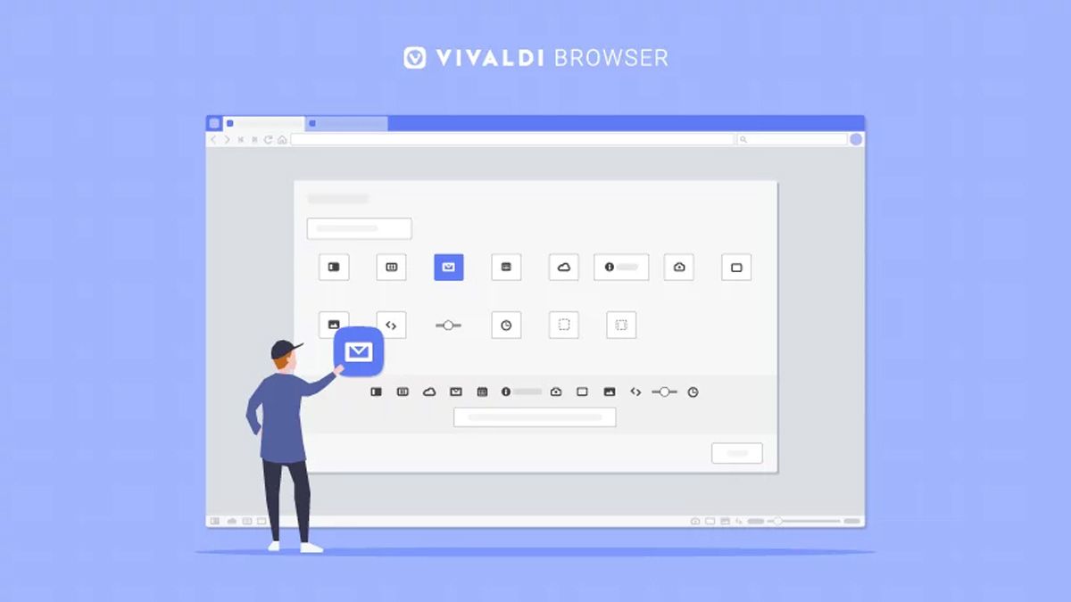 Screenshot of Vivaldi browser with customize panel open