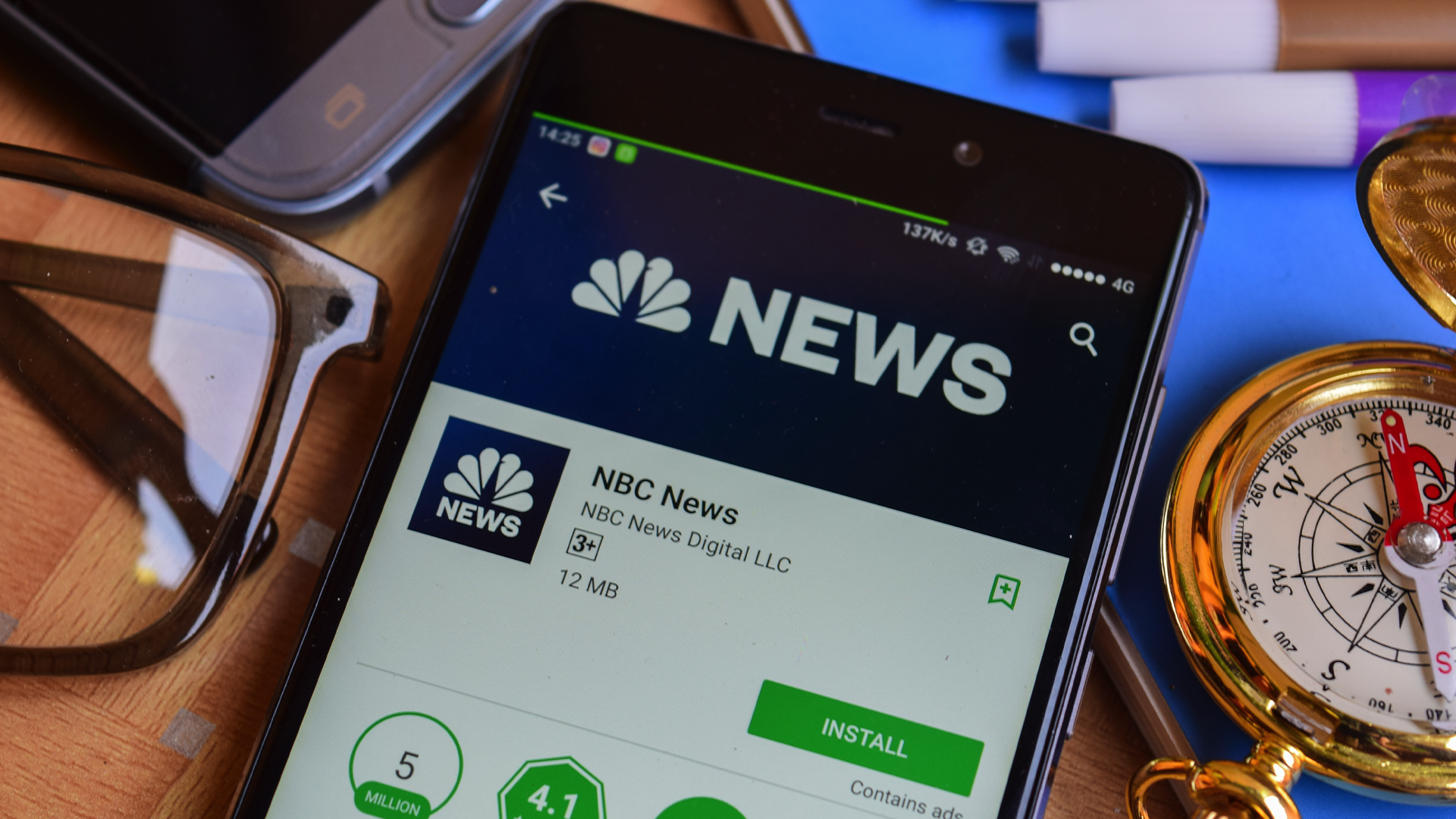The NBC news app on a smartphone.