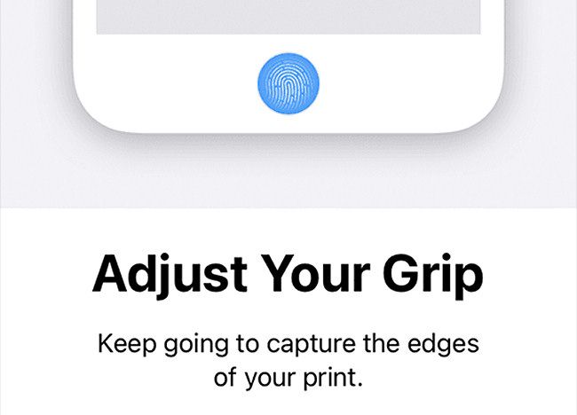 Adjust your grip and keep placing your finger on the Touch ID sensor.