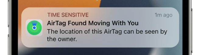 "AirTag Found Moving With You" Notification