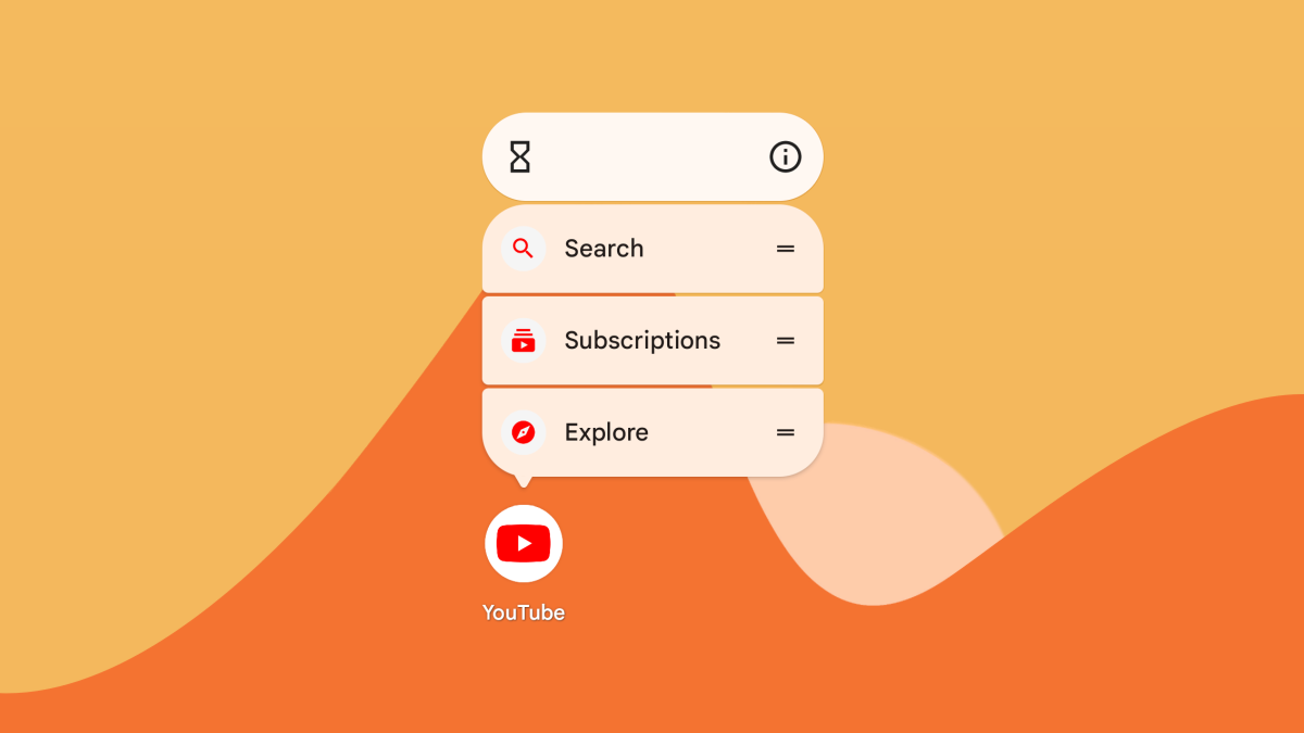 YouTube shortcuts on Android.