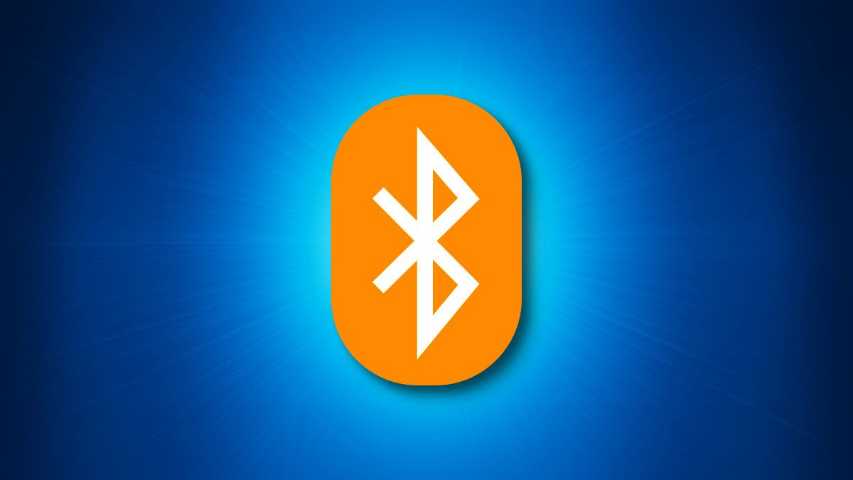 An orange Bluetooth logo on a blue background