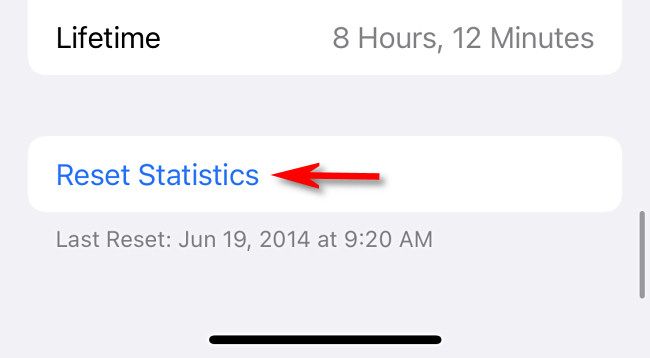 Tap "Reset Statistics" to reset your iPhone cellular data and call time statistics.