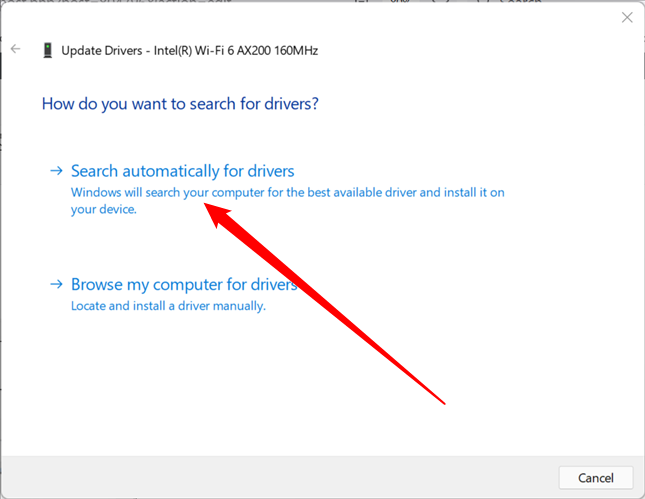Click "Automatically search for drivers."