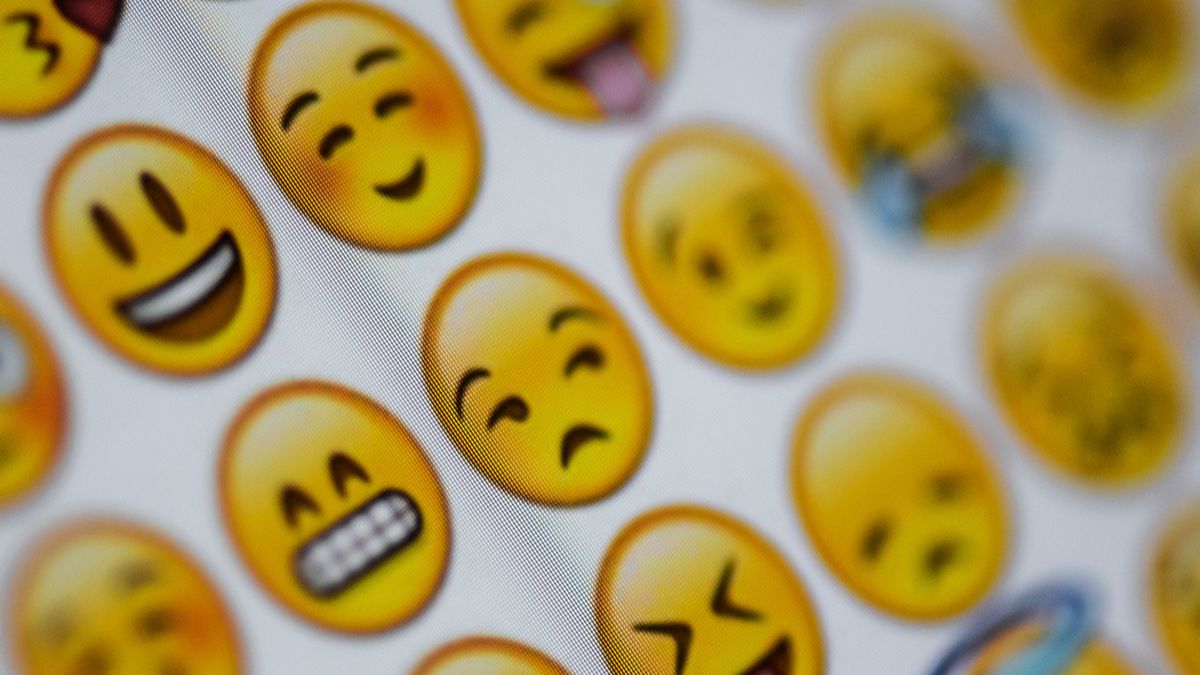 Closeup of emoji icons on a digital screen.