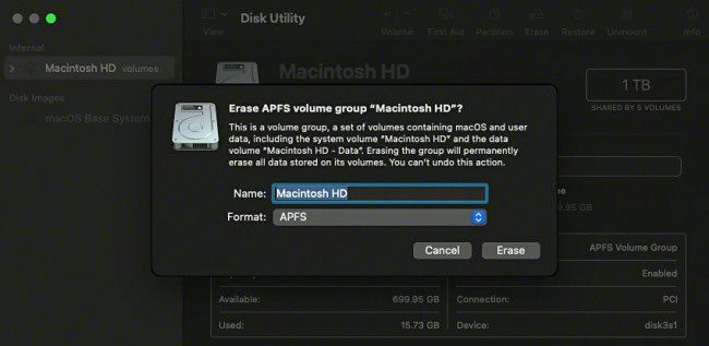Erase "Macintosh HD" in Disk Utility.
