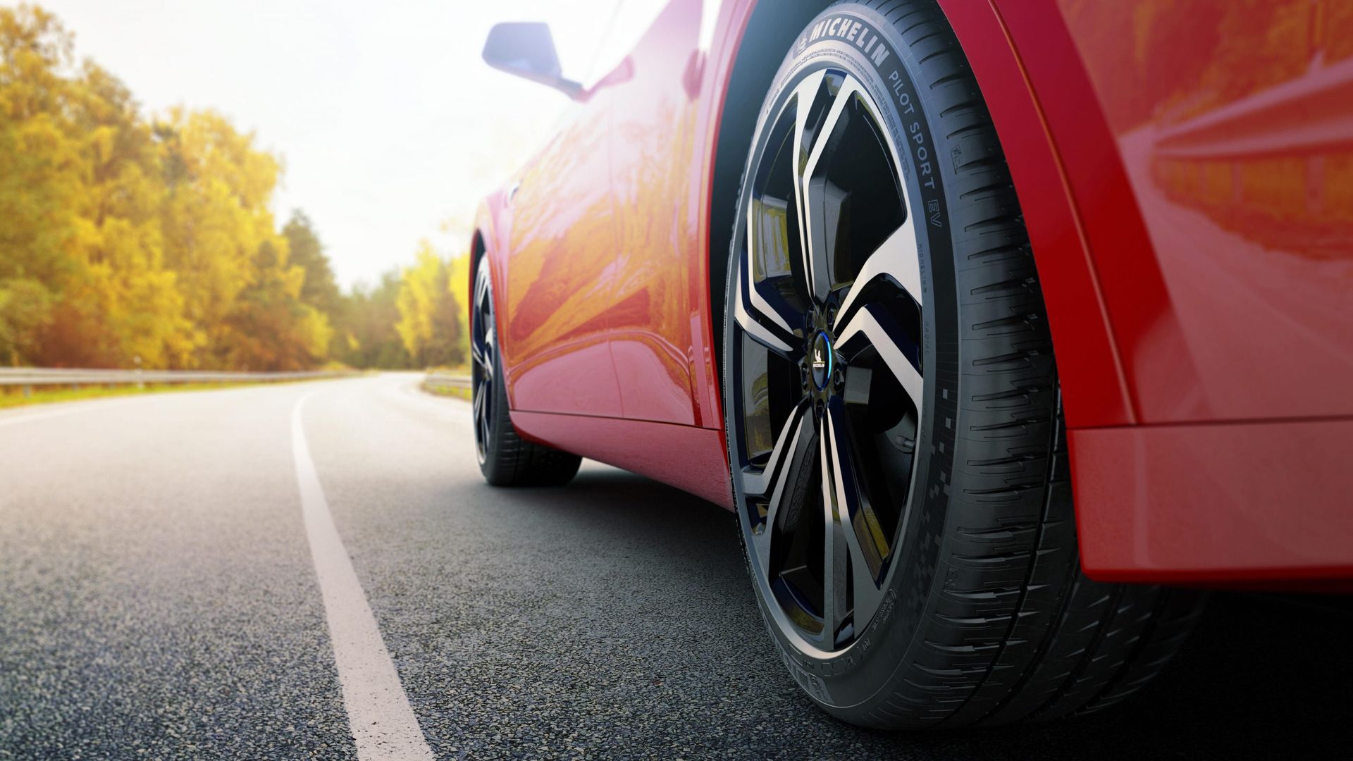 Michelin EV tires on a sports car