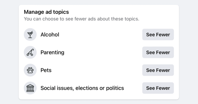 Manage ad topics on Facebook
