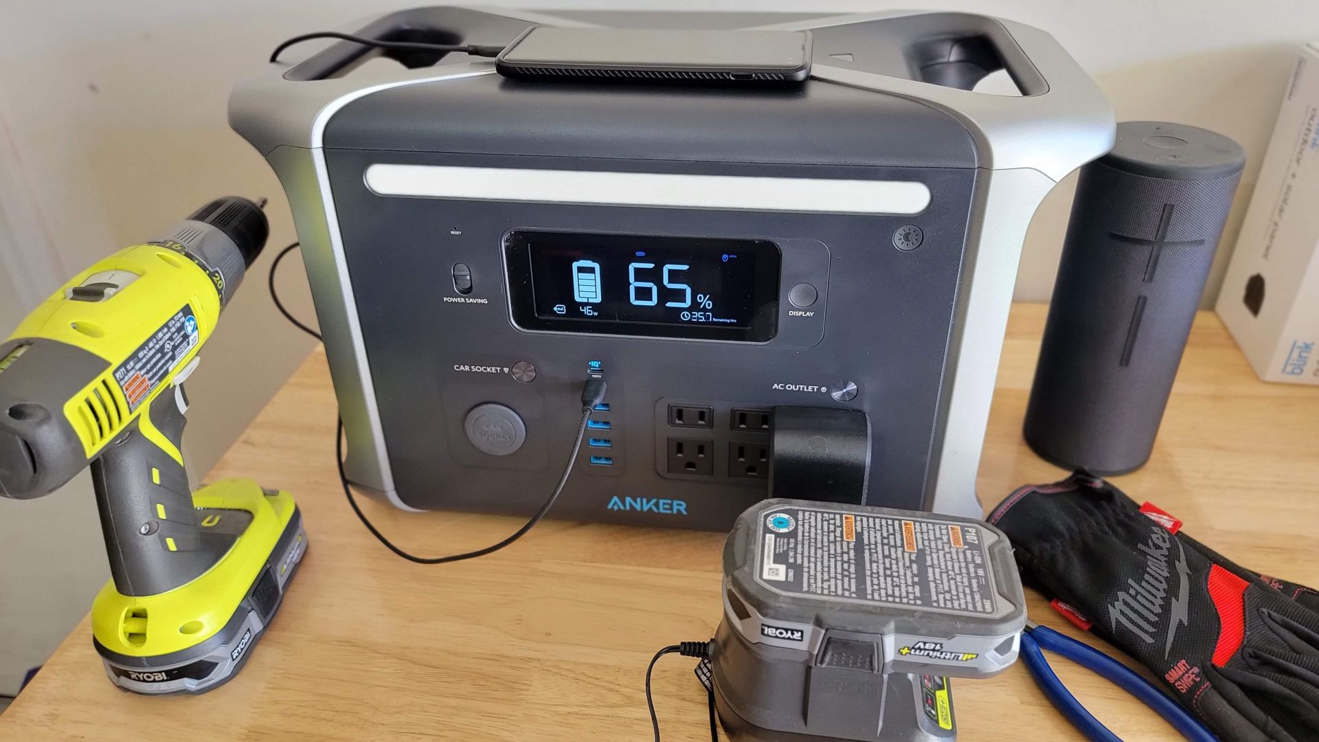 Anker 757 charging a drill battery