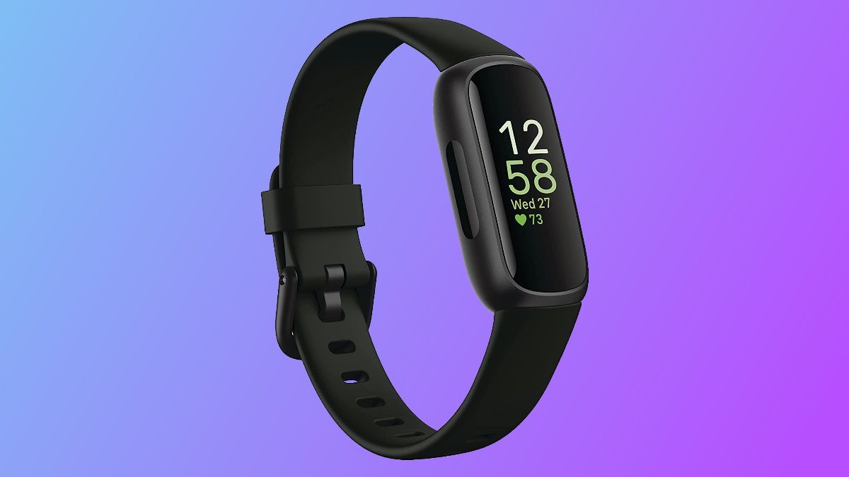 Fitbit Inspire 3 on blue and purple background