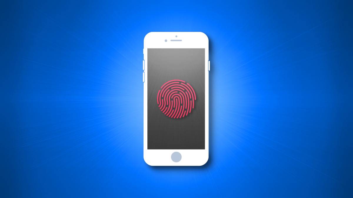 An iPhone silhouette with a Touch ID logo on its screen.