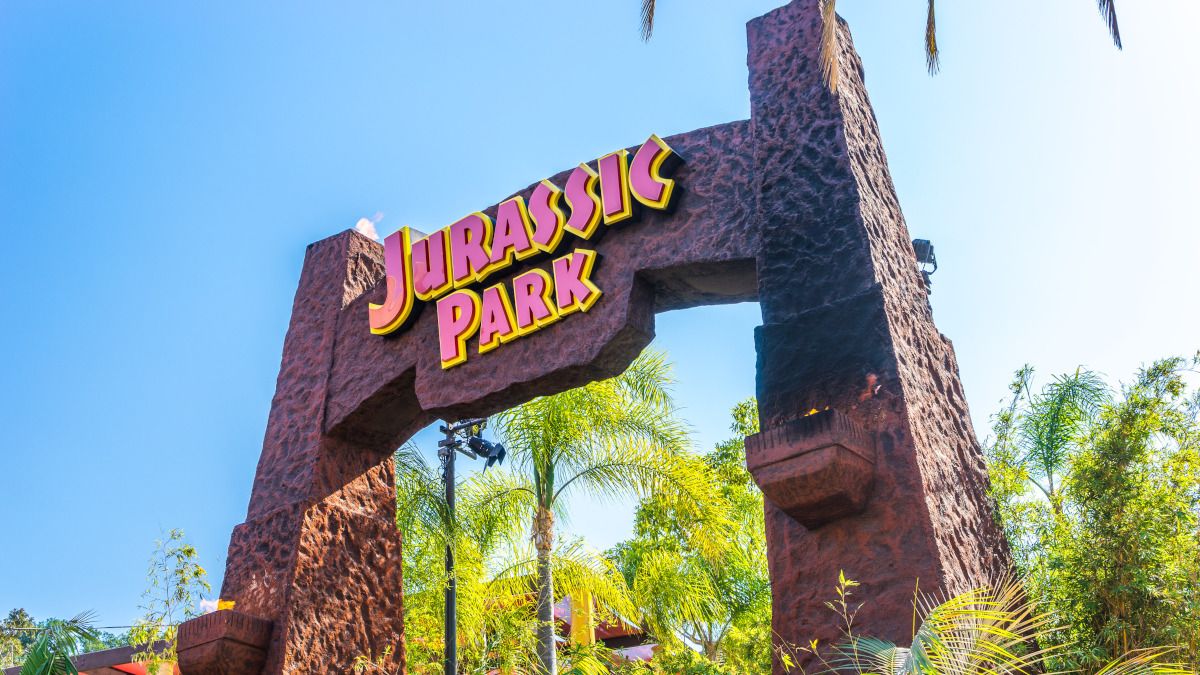The Jurassic Park gateway at Universal Studios.