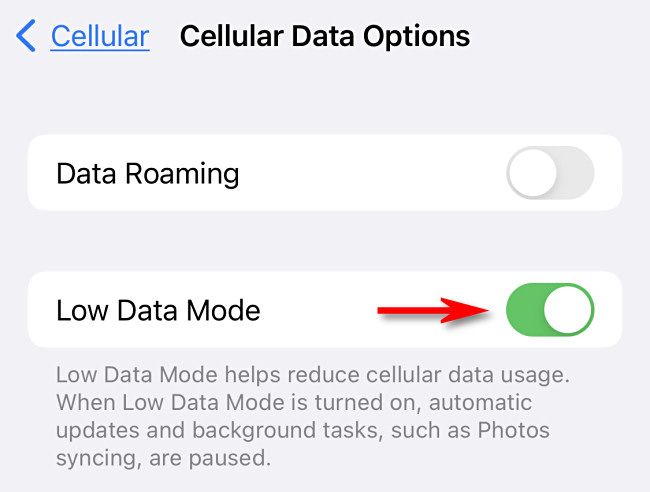 Turn "Low Data Mode" on.