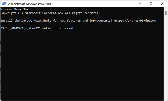 Enter the command in the PowerShell window.