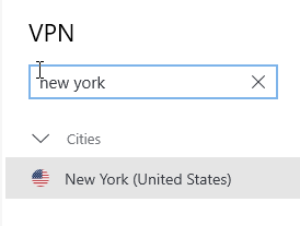 NordVPN's search function