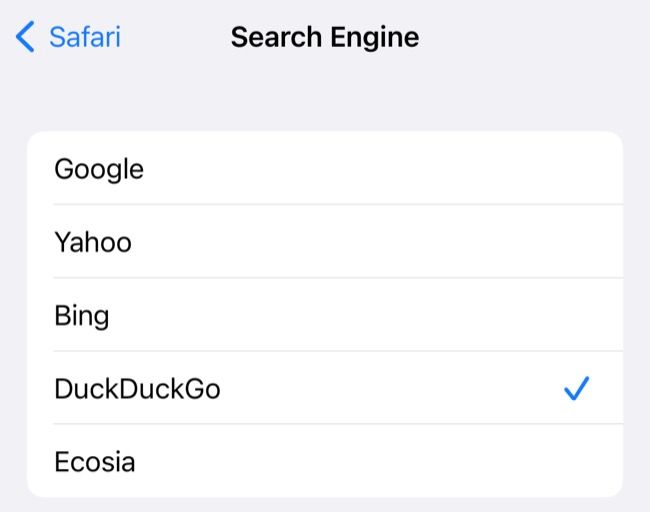 Change Safari search engine on iPhone