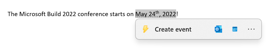 'Create event' popup when selecting a date