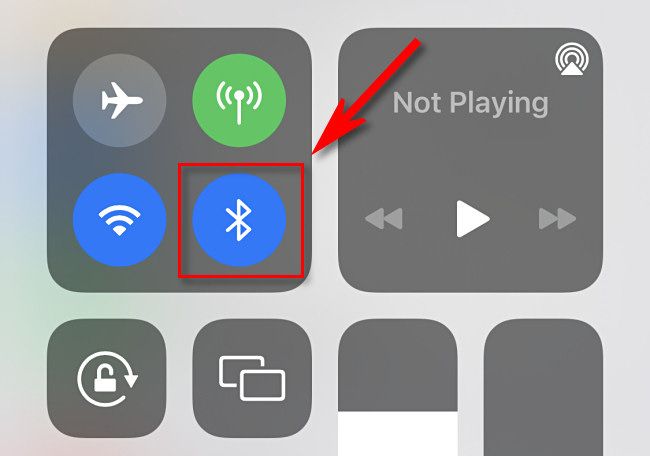 In Control Center, tap the Bluetooth icon.