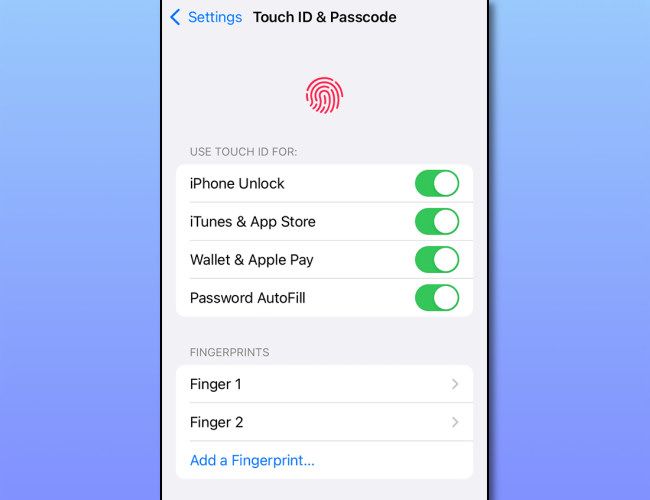 Change Touch ID Settings in Touch ID & Passcode under Settings on iPhone.