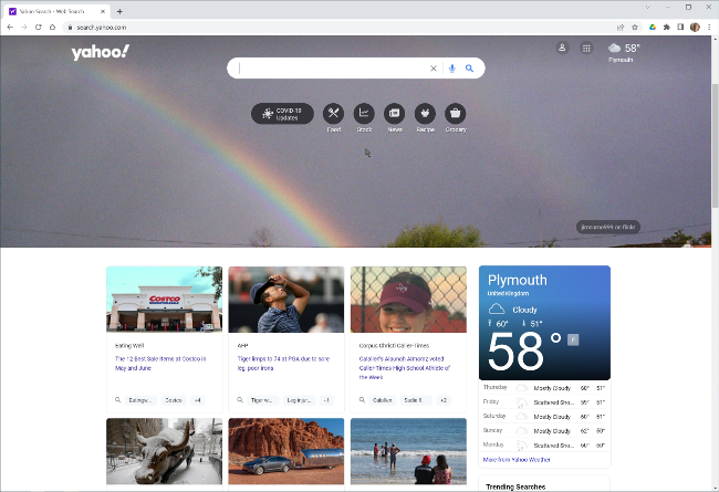 The Yahoo homepage