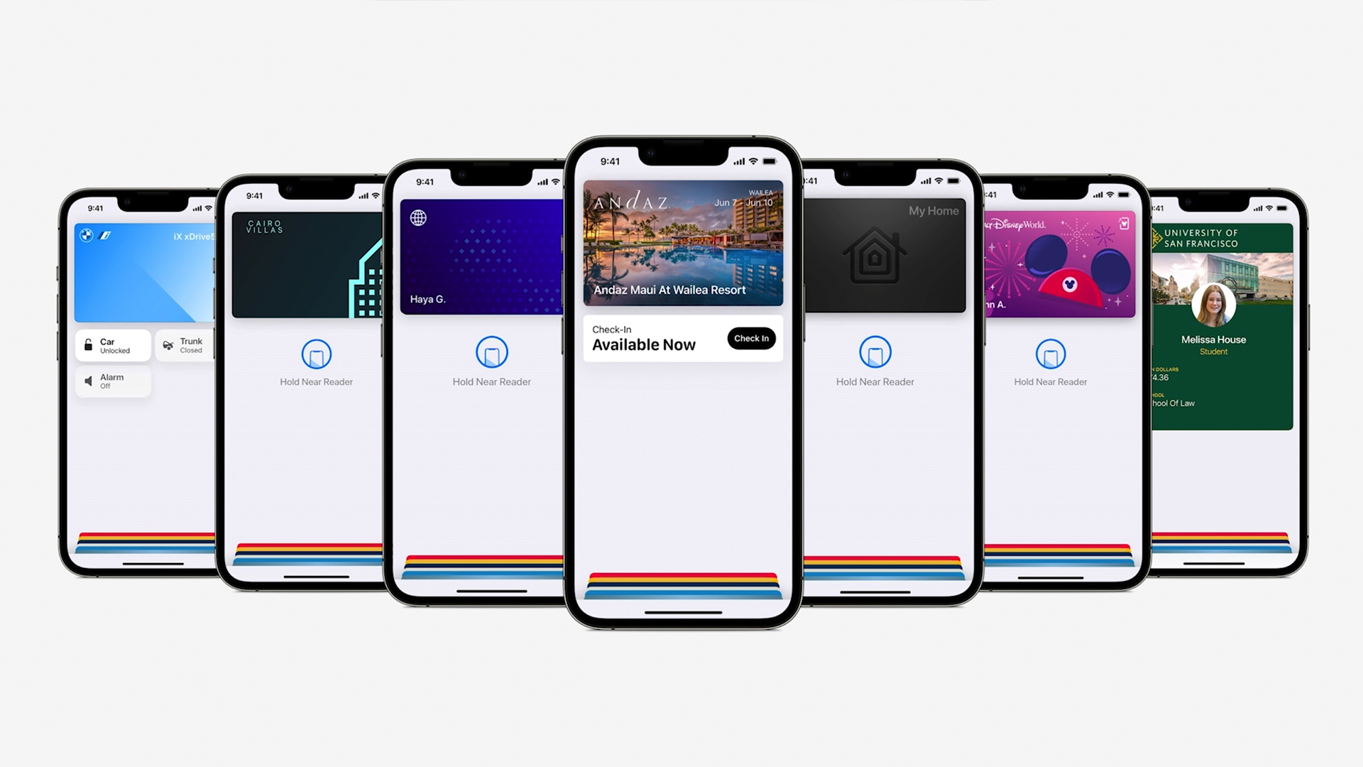 A bunch of ID and debit cards in Apple Wallet