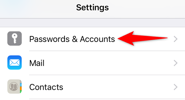 Select "Passwords & Accounts."