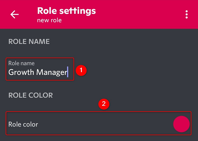 Choose a name and color for the role.