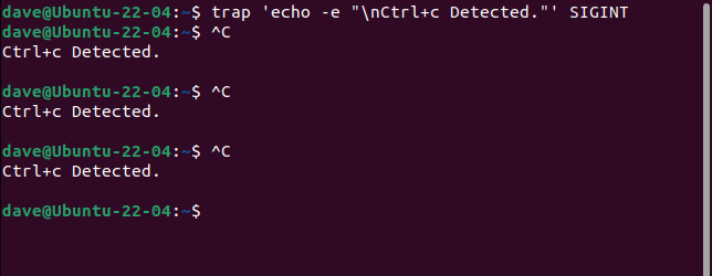 Trapping Ctrl+C on the command line