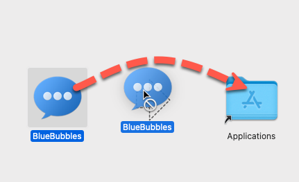 Drag BlueBubbles to the Applications folder.