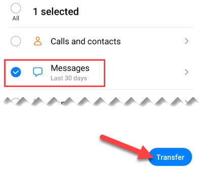 Choose "Messages" to transfer.