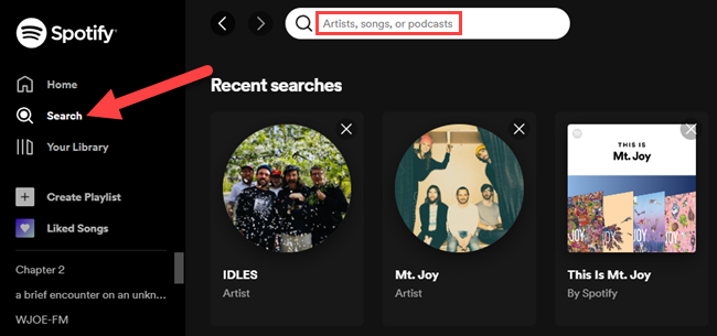Search on Spotify web.