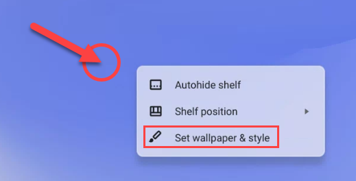 Right click the desktop and select "Set Wallpaper & Style."
